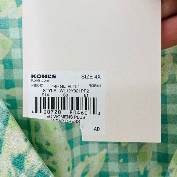 LC Lauren Conrad Ruffle-Neck Flutter-Sleeve Wrap Dress Plus Size 4XL Green NWT - Picture 9 of 16